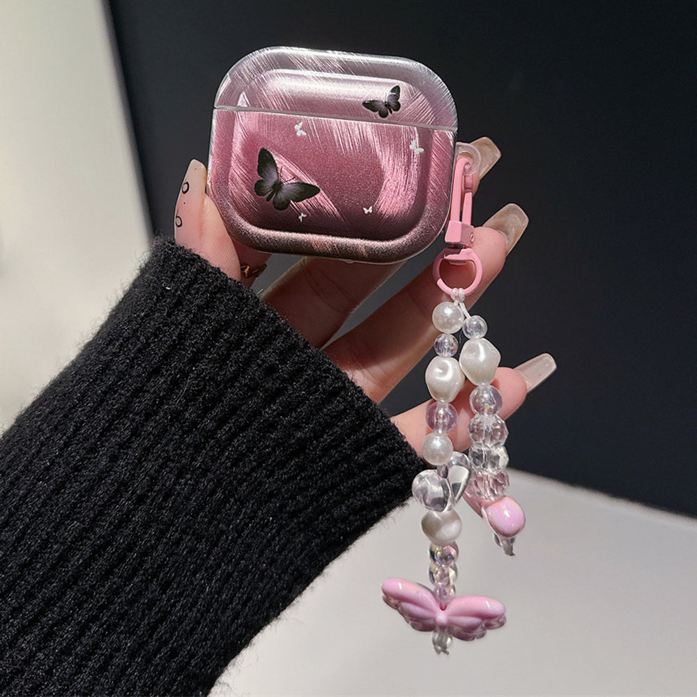 For Apple AirPods Pro Stylish Butterfly Pattern TPU Cover Bluetooth Earphone Dust-proof Case with Pendant For Apple AirPods Pro Stylish Butterfly Pattern TPU Cover Bluetooth Earphone Dust-proof Case with Pendant